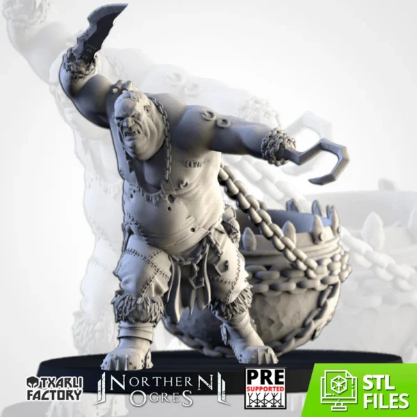 Ogre Butcher with Cauldron - Northern Ogres - Txarli Factory - RPG - WARGAMES - ROL