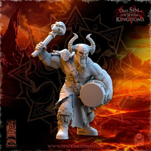 Realms of Mayhem Barbarian Command Group by Beholder miniatures for fantasy wargames . - Imagen 2