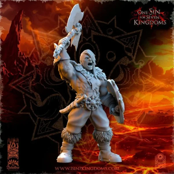 Realms of Mayhem Barbarian Command Group by Beholder miniatures for fantasy wargames . - Imagen 3