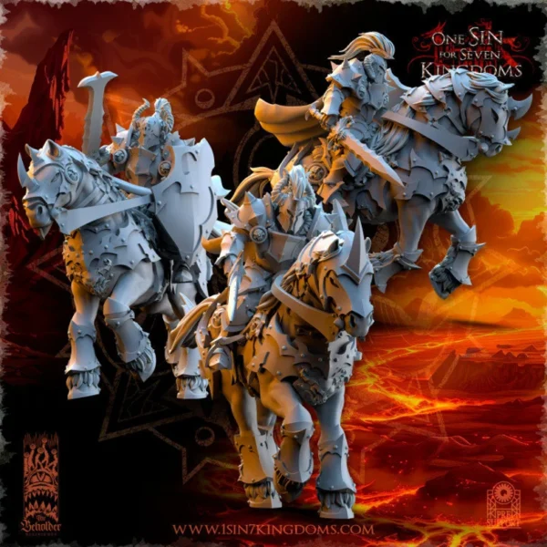 Realms of Mayhem Knights by Beholder miniatures for fantasy wargames .