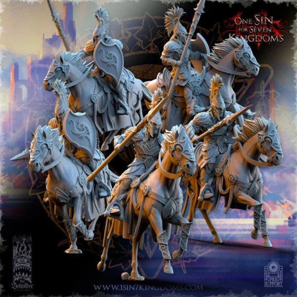 Silvermoor Elves Light Cavalry with spear, The Beholder Miniatures