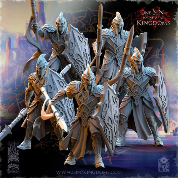 Silvermoor Elves Warriors with spears, The Beholder Miniatures