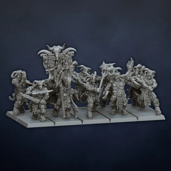 Wildhorns Herd of Beastmen by Dragonlake for wargames.