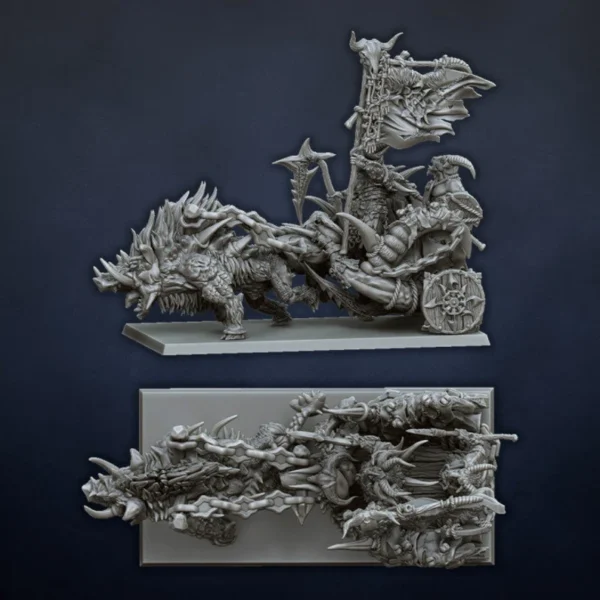 Beast Chieftain in Chariot by Dragonlake miniatures for wargames. - Imagen 3