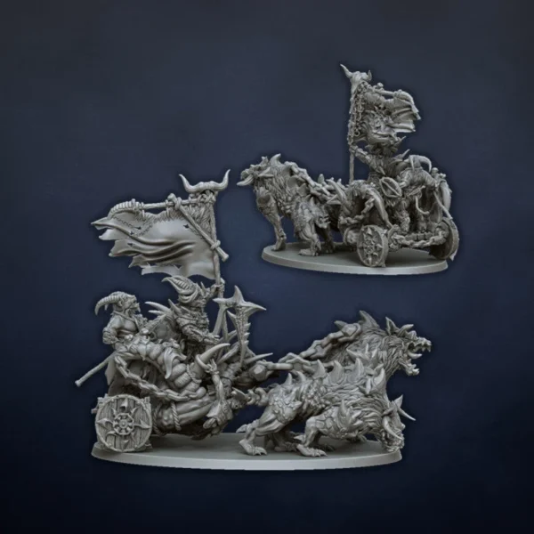 Beast Chieftain in Chariot by Dragonlake miniatures for wargames.