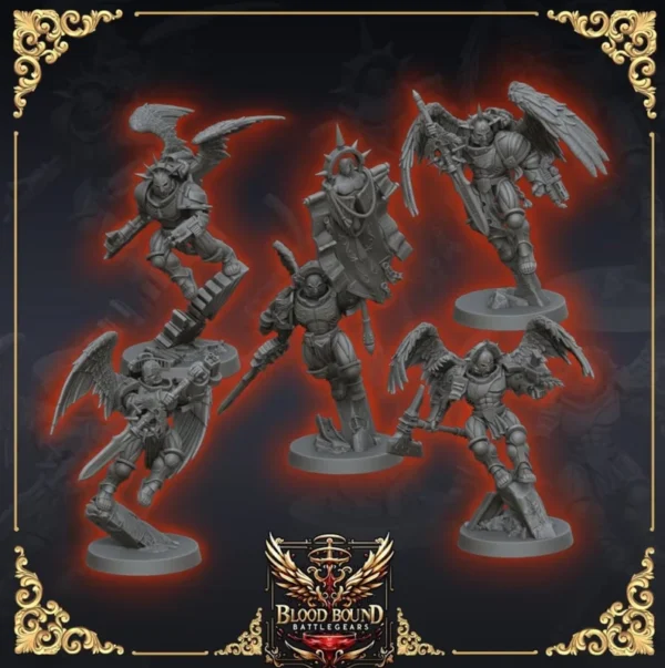 Bloodbound Angels (x5) - Cyberbrush 3D - Tabletop Wargaming Miniature Grim-Dark Sci-Fi Proxy